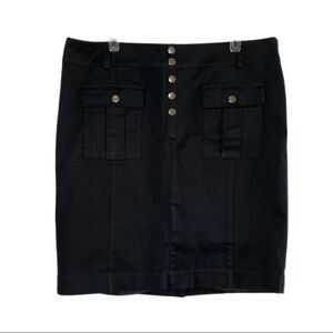 Dana Buchman Tea Length Rivet Pocket Front Black Skirt